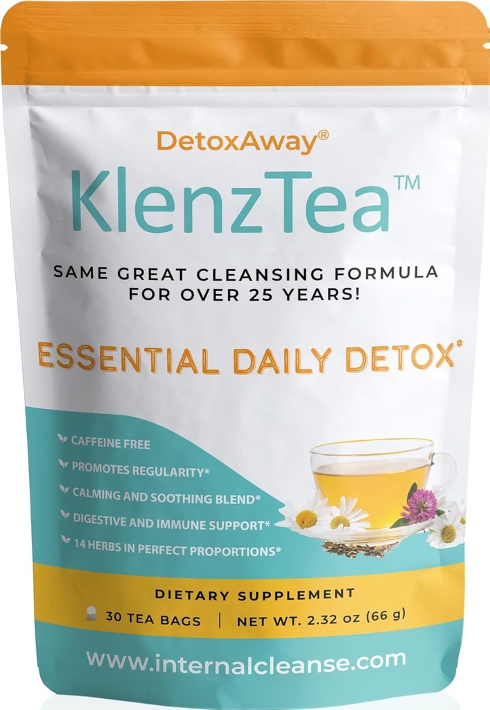 KlenzTeaTM - DetoxAway® あなたの肝臓、リンパ、コロン、腎臓14厳選された成分。 (30ティーバッグ)