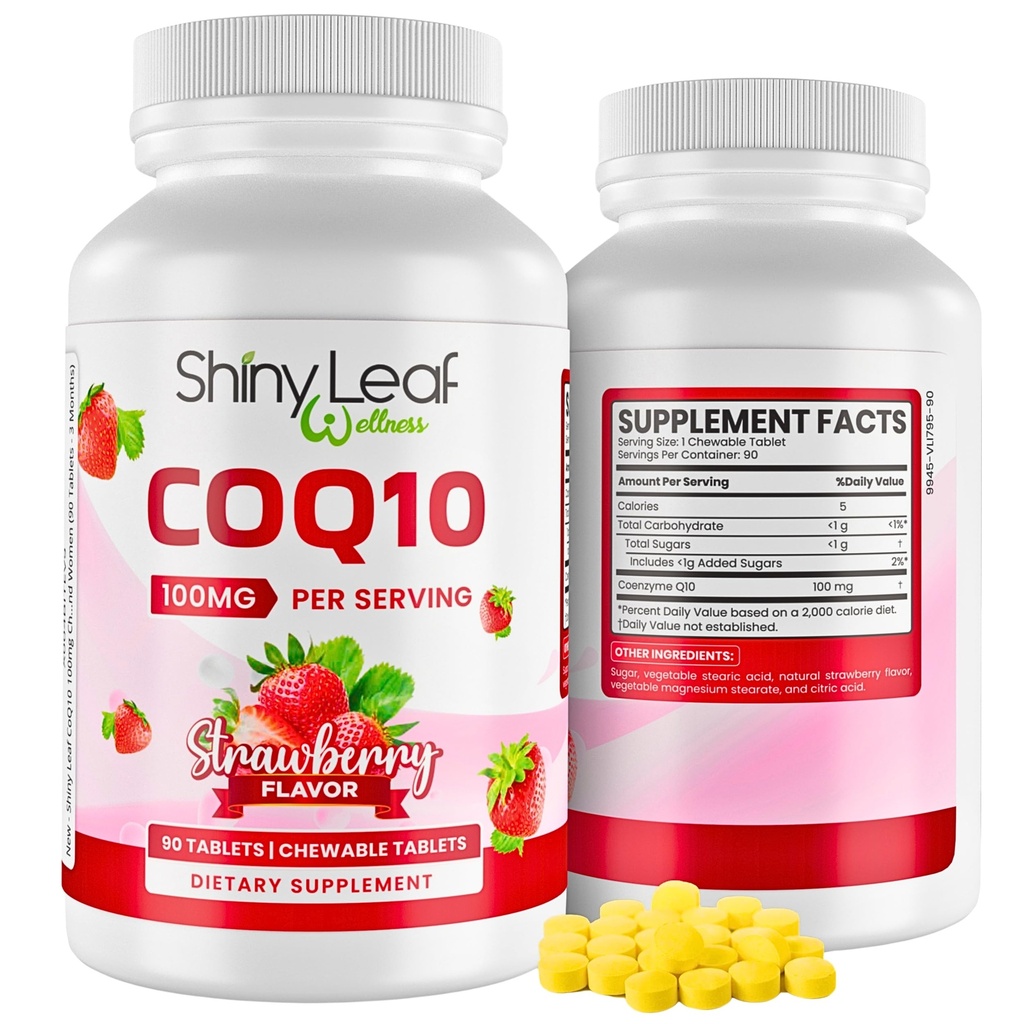 光沢のある葉のCoQ10 100mg -Chewable CoQ10の補足-心の健康及びエネルギーのためのCoenzyme Q10 -心血管のウェルネスのための自然なCo Q 10の補足- 100mgのChewableタブレット、米国でなされる90のタブレット