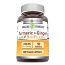 アメイジングフォーミュラ ターメリック クルクミン&ジンジャー with BioPerine Supplement | 1500 Mg / サービングあたり | 180 Veggie Capsule | Non-GMO | グルテンフリー | アメリカ製 | ベジタリアン向け