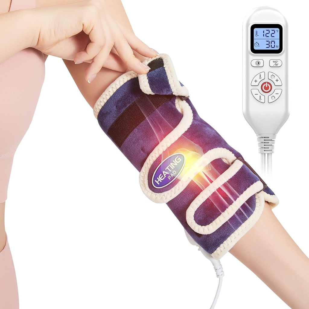 痛みの軽減のためのAoboco AOBOCOの肘のヒート パッド-Tendonitisのテニスの肘及び関節炎のための電気肘の覆い-自動操業及び86°F-158°F調節可能なテニスの肘の支柱の人および女性、海軍の青