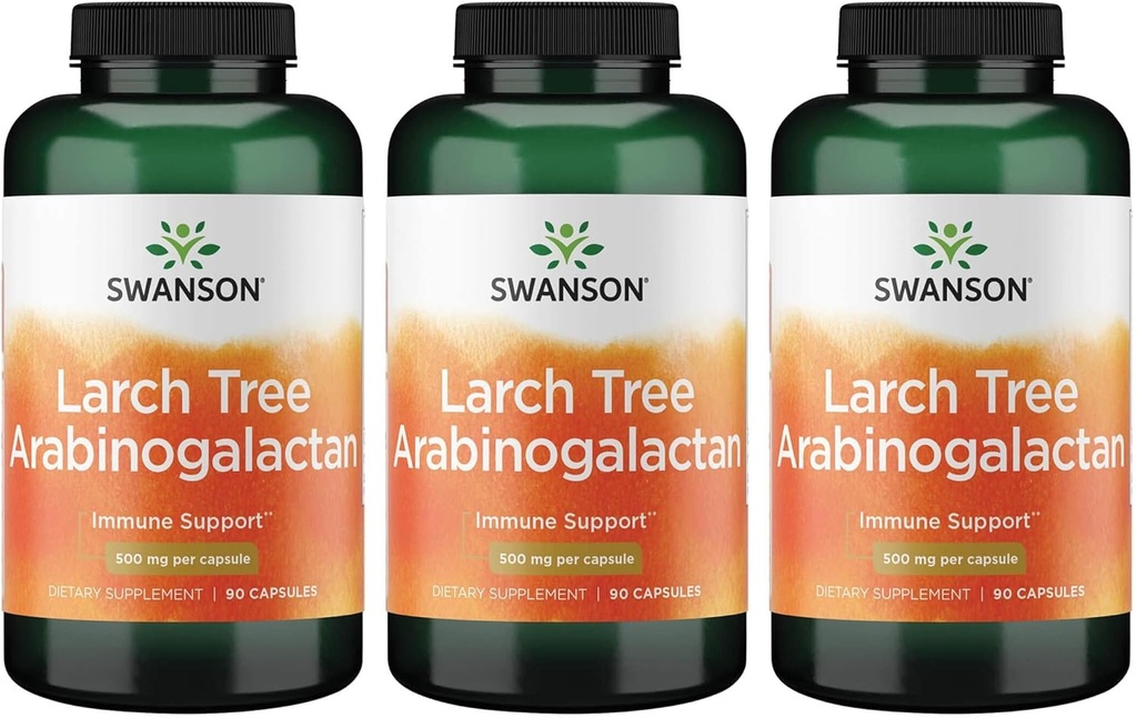 Swanson の超 Larch の木アrabinogalactan 500 の mg 90 の帽子 3 のパック