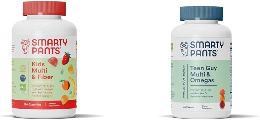 SmartyPantsキッズマルチビタミングミーと繊維のサプリメント:オメガ3フィッシュオイル(EPA / DHA)&ティーンガイマルチビタミングミー:オメガ3フィッシュオイル(EPA / DHA)