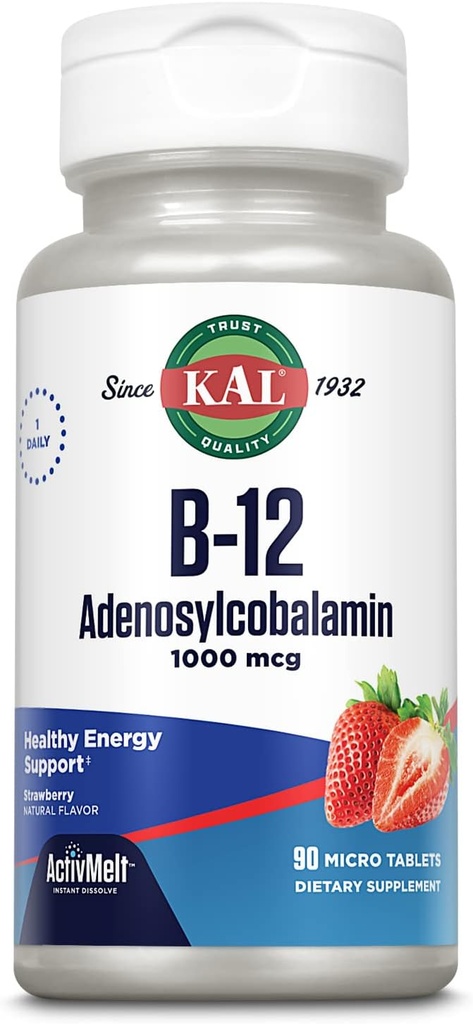 KALのビタミンB12 Adenosylcobalamin 1000のmcg - B 12のビタミン、女性及び人のための活動的なB-12 1000mcg、エネルギー サポート-いちごの味- 90活動的な方法マイクロ タブレット