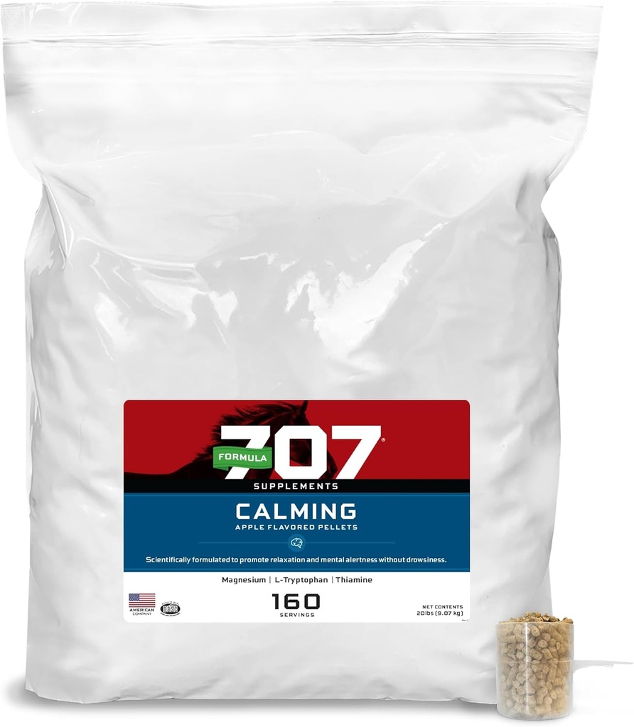 フォーミュラ707 Calming Equineサプリメント20LBバッグ - 160サービング - 馬のための不安な救済と強化された焦点 - L-Tryptophan、ティアミン&マグネシウム