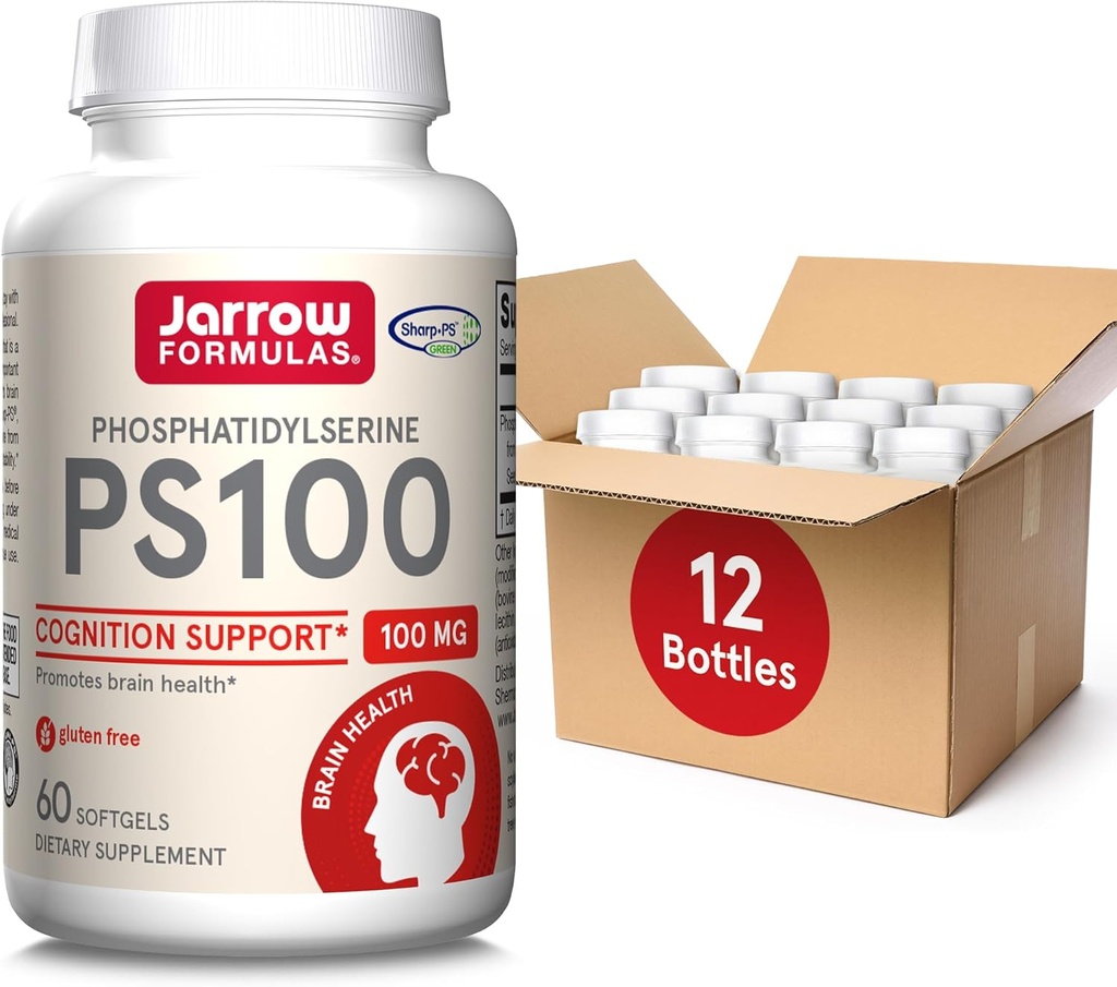 JarrowフォーミュラPS100 Phosphatidylserine 100 mg、脳の健康および認知サポート、60 Softgels、20-60の日の供給、12のパック