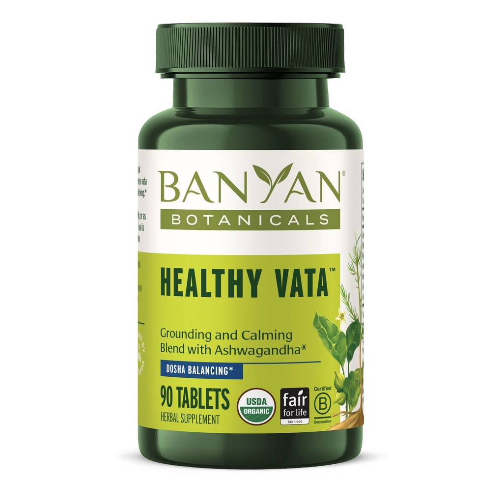 Banyan Botanicals Healthy Vata - Ashwagandha、Shatavari&Calmとバランスの取れたウェルビーイングのための他のアーヴェーダハーブと有機ハーブサプリメント* - 90タブレット - 非GMO持続的に供給ビーガン