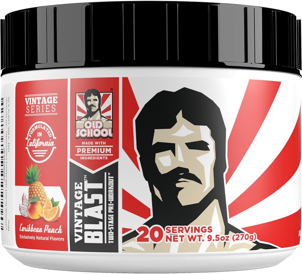 古い学校のラボ究極の2ステージプレワークアウト 防爆エネルギー、マッサージポンプ&フォーカス - 男性と女性のためのプレワークアウト - 天然プレワークアウトパウダー アミノ酸、250mgカフェイン、カリブ海のパンチ