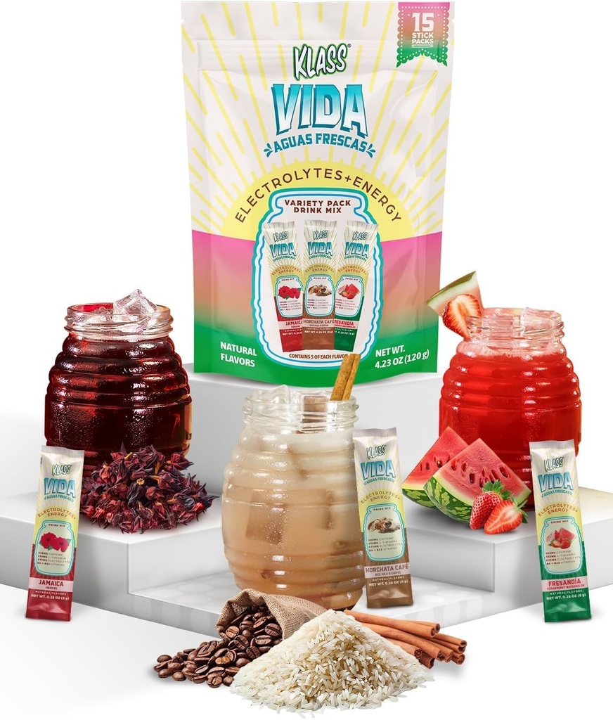 ハイドレーション+エネルギー電解ドリンクミックス–ハイビスカス、コーヒーHorchata&Strawberry Watermelon、Caffeine、L-テアニン、ココナッツ水&ミネラルと砂糖フリーのバラエティパック