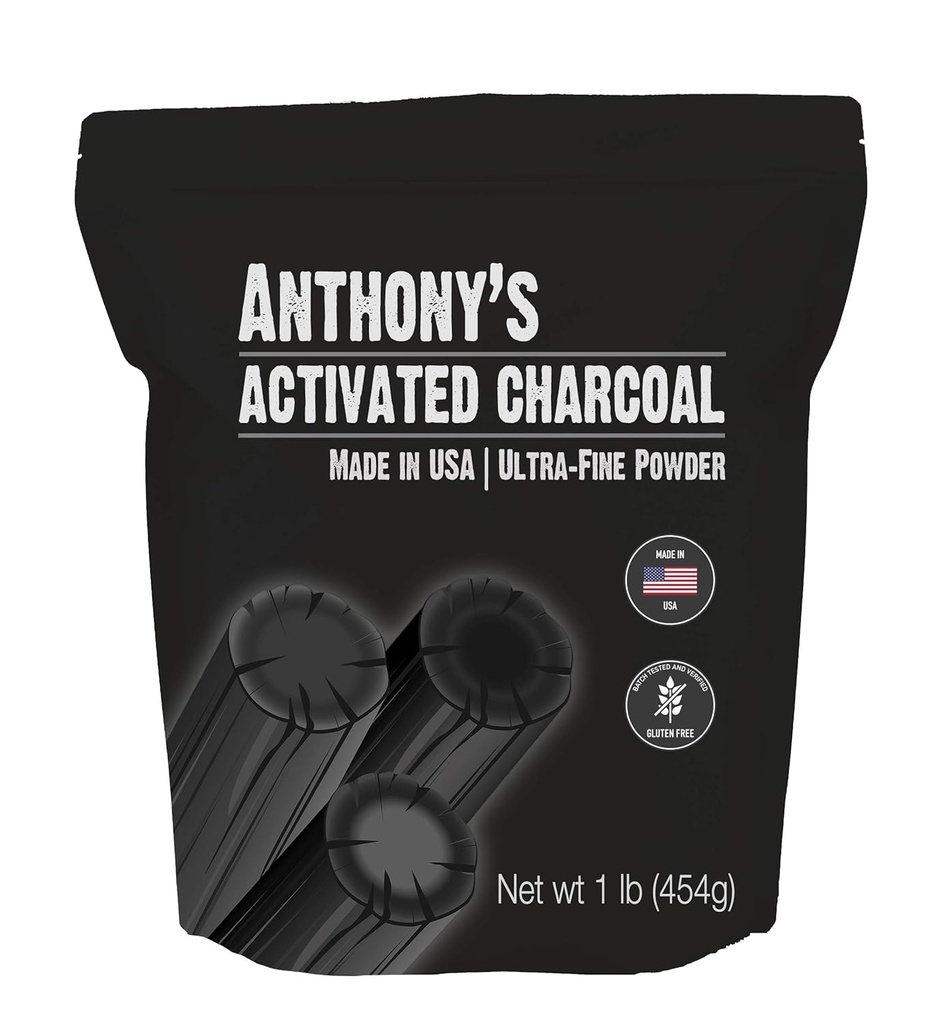 Anthony's Activated Charcoal, 1 lb, アメリカ製, ウルトラファイン, グルテンフリー & 食品グレード