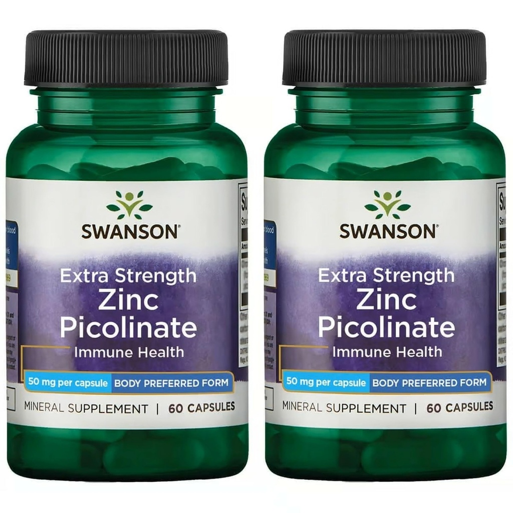 スワンソンプレミアムブランドエクストラ強度亜鉛ピコリン酸塩 - ボディプリファードフォーム免疫健康カプセル - 50 mg /カプセル - 60カプセル、2のパック