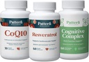 パターンウェルネスヘルシーエイジングバンドル - CoQ10、レスベラトロール、認知コンプレックス - タイムレスヘルス&ウェルネスを促進 - 3パック、オールナチュラル、ビーガンフレンドリーフォーミュラ