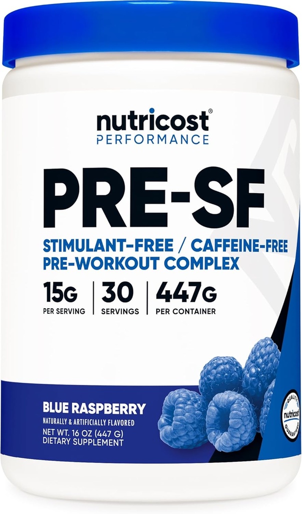 Nutricost Stimulant Free Pre-Workout 30サービング(ブルーラズベリー) - カフェインフリー、非GMO、グルテンフリー