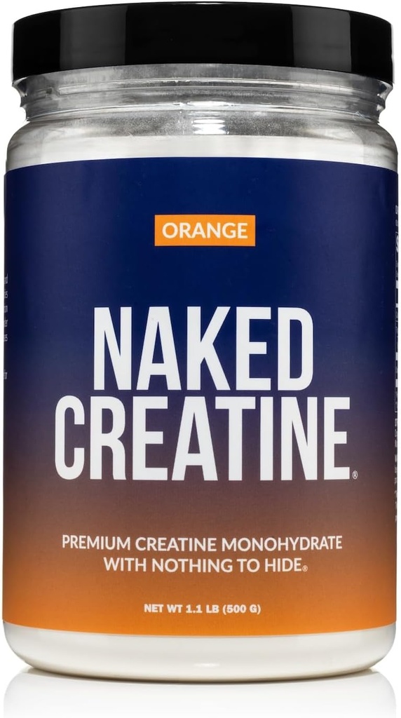 NAKEDの純粋な微粉化されたオレンジ色のクレアチンの一水化物- 36のサービング- 500のグラム、1.1Lbのバルク、ビーガン、非GMOのグルテンフリー、大豆は放します。援助の強さの利益、添加物無し