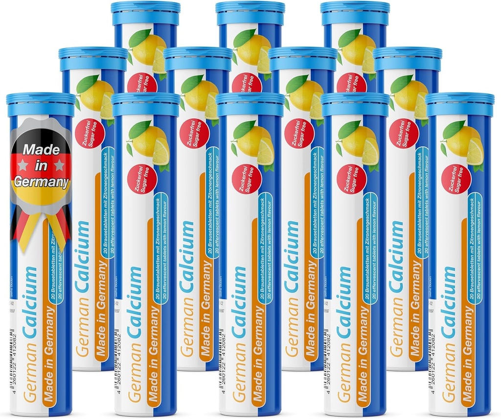 T&Dドイツカルシウム500mg - 240ビーガンドリンク発泡錠 - レモンライム味 - ドイツ製