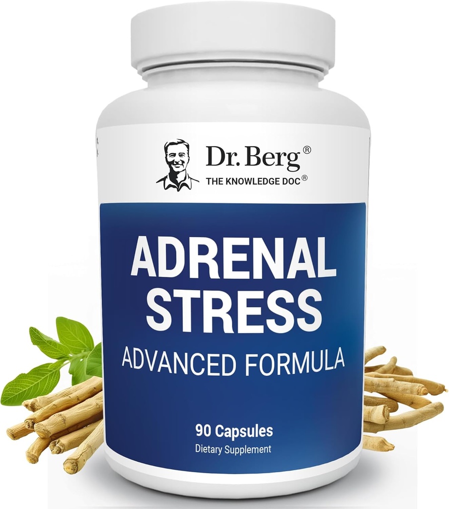 Dr. BergのAdrenal Stressアドバンスドフォーミュラ - ストレス、気分、エネルギーサポートのための副腎サポートサプリメント - 副腎サプリメント - AshwagandhaのCortisolマネージャー - 90カプセル