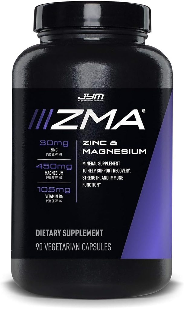 ZMA JYM、亜鉛&マグネシウムサプリメント - 亜鉛、マグネシウム、ビタミンB6、YMサプリメントサイエンス、90ベジタリアンカプセル