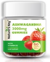 Nature's Key Ashwagandha Gummies、3000mgのビタミンD2、ストレス、Calm Mood&Cognition、男性&女性、イチゴ味(60カウント)