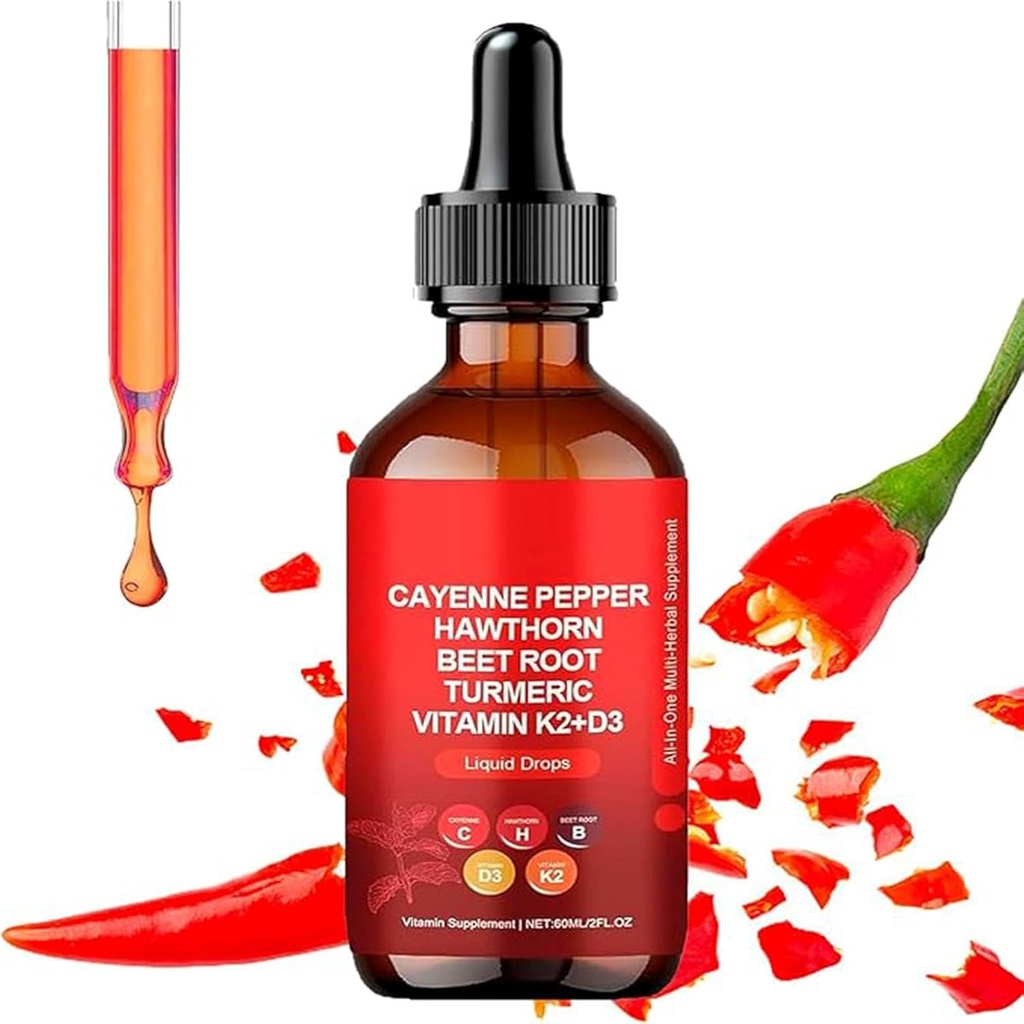 Aeluro Cayenne Drops,Aeluro Cayenne Pepper Extract, 60ml Cayenne Pepper Drops,Cayenne Pepper Liquid Drops Metabolism Boost