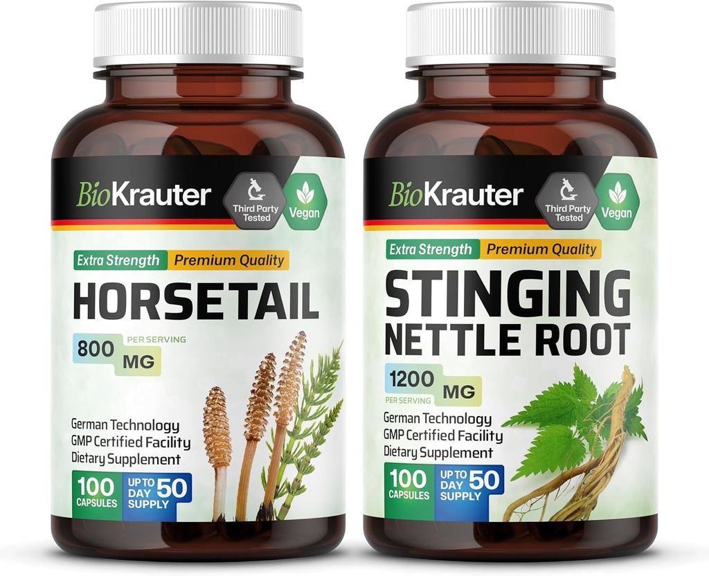 BIO KRAUTER の馬尾 100 のカプセル及びスティングのイラクサ 100 のカプセル