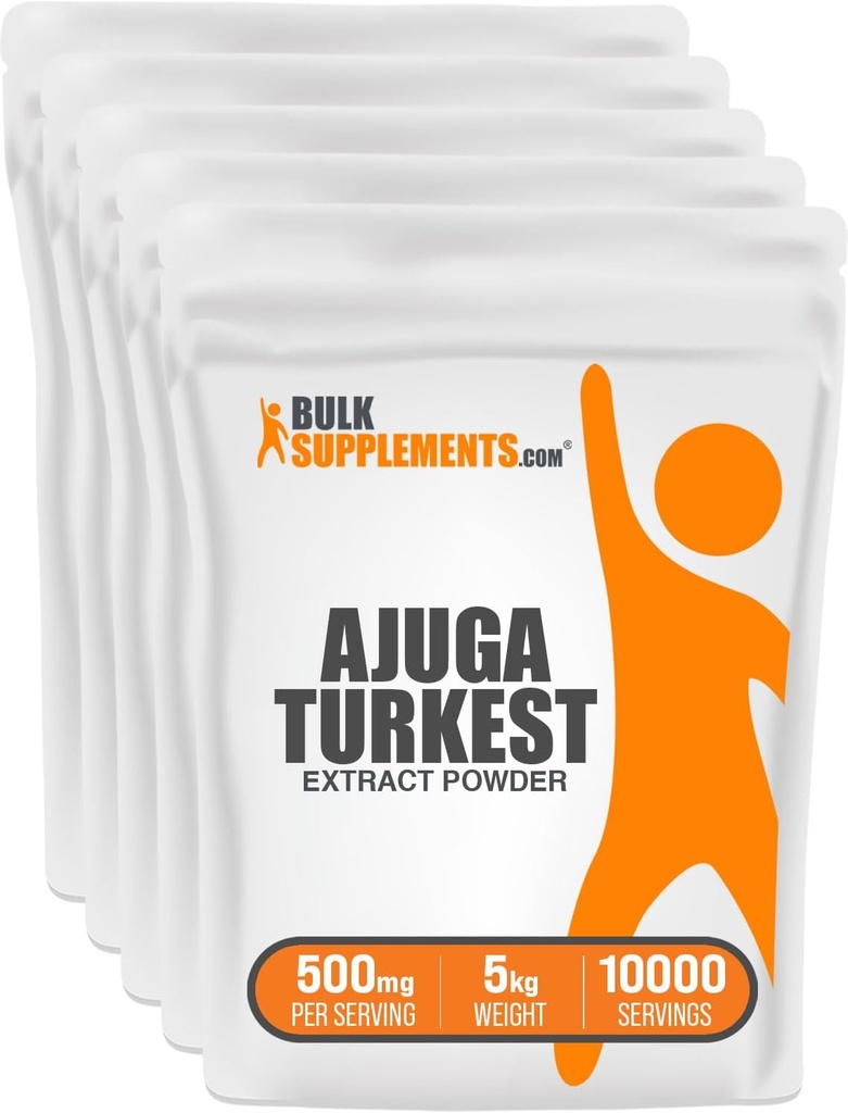 BulkSupplements.com AjugaのTurkestのエキスの粉-草の補足の粉、Ajuga 500mg - 純粋で及びGlutenは、サービング、5kg (11のlbs)ごとの500mgを放します(5のパック)