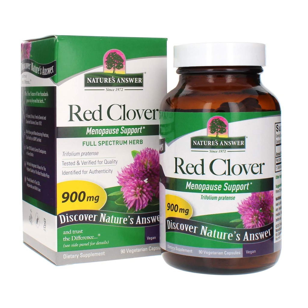 Nature's Answer Red Clover Trifolium Pratense Full Spectrum Herb ナチュラル ベジタリアン ヴィーガン 高強度 ダイエット サプリメント 理想的 のために Menopause (90 カプセル)