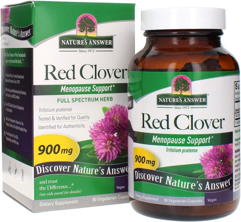 Nature's Answer Red Clover Trifolium Pratense Full Spectrum Herb ナチュラル ベジタリアン ヴィーガン 高強度 ダイエット サプリメント 理想的 のために Menopause (90 カプセル)