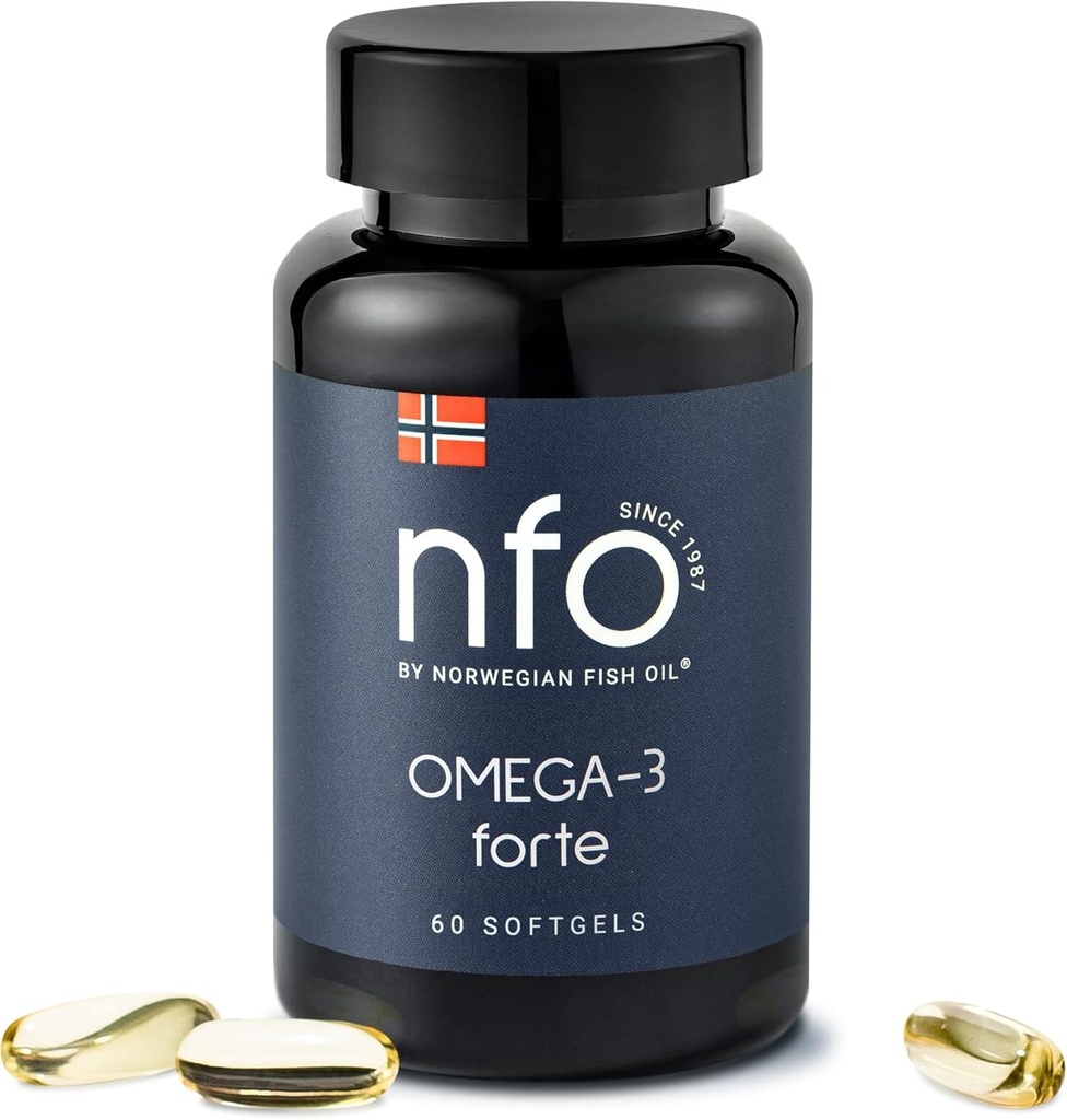 魚のゼラチンが付いているNFO Omega-3の餌の魚油 - プレミアム魚ベースのオメガ3   純粋な海洋の方式 | 高いEPA及びDHA | 60のカプセル