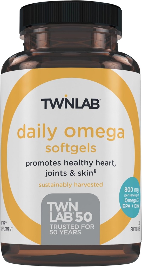 Twinlab毎日のオメガSoftgels - 関節の健康と脳の健康の魚油サプリメント - 800 mg、30 Softgels