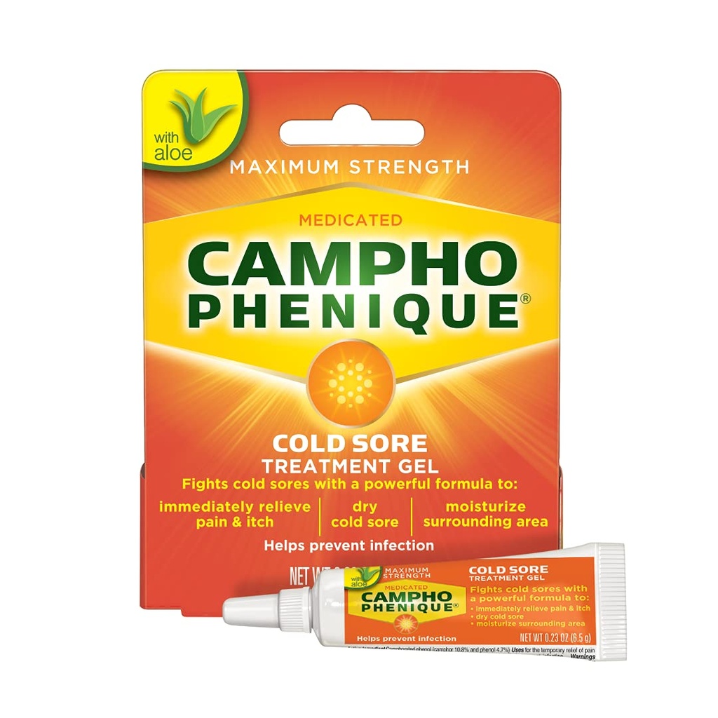 Campho Pheniqueは唇、最高の強さのための冷たい sore および熱くまめの処置は即刻の救助を、助けます Healing、元のゲルの方式、0.23 Oz を促進するために感染を防ぎます