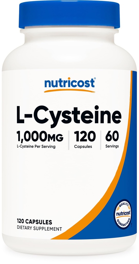 Nutricost L-Cysteine 1000mg、120カプセル - 非GMO、グルテンフリーサプリメント、カプセルあたり500mg
