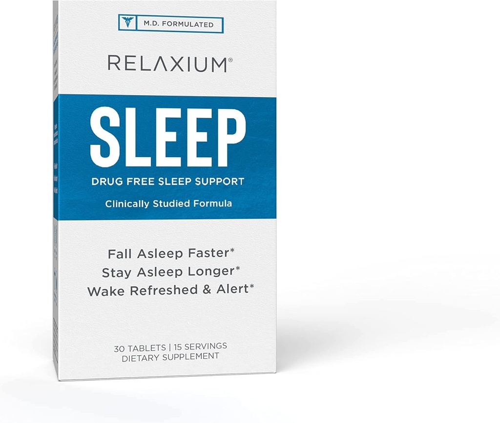 Relaxium Sleep Aid, 15 サービング, ノンハビットフォーミング, より良い眠りのためのサプリメント, ドラッグフリー, ストレス救済, マグネシウムと, メラトニン, GABA, チャモミール, 米国製 (30 錠)