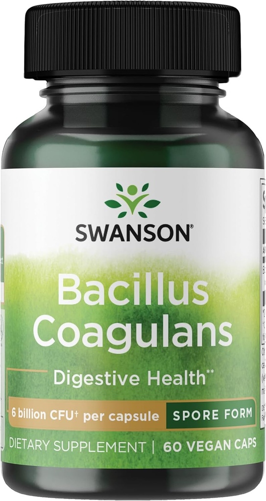 Swanson Bacillus Coagulans - 天然プロバイオティックサプリメントは、消化器の健康を支持するw / 6 Billion CFU - 5月サポートGI&全体的な腸の健康 - (60ベジギーカプセル)