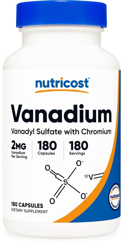 Nutricost Vanadium + Chromium 2mg 180ベジタリアンカプセル - グルテンフリー、非GMO - Vanadiumサプリメント