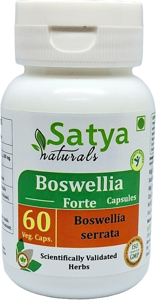 ボスウェリア フォルテ カプセル 500 mg. 60 Veg. カプセル | ボスウェリア (ボスウェリア セラタ) エキス カプセル 男女別 | アーユルヴェーダ ハーブ サプリメント/救済 | 10:1 フォルテ (1 ボトル 60 カプセル)