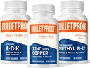 防弾トリプル脅威強度バンドル、ビタミンA-D-K、30 Softgels、銅、60カプセル、メチルB-12、スペアミント風味、60 Lozengesの亜鉛