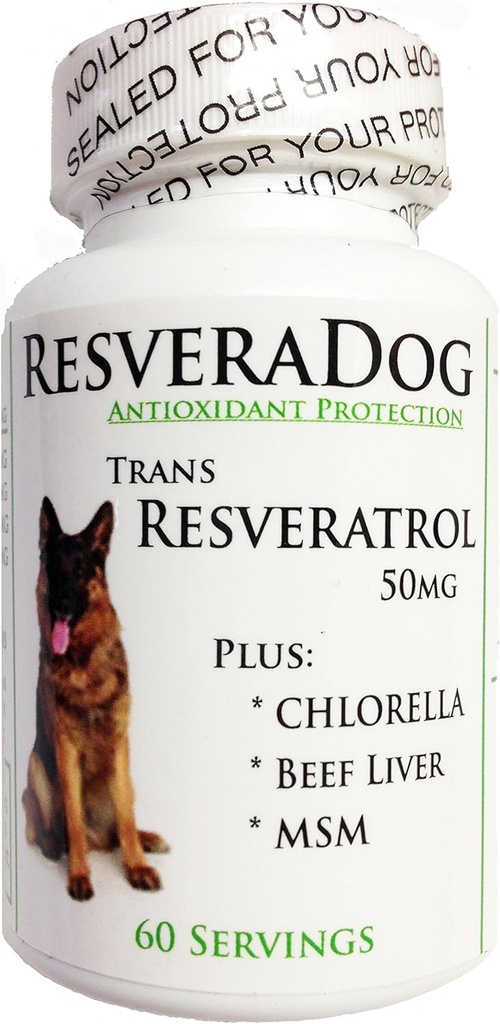 Resveradog: Dog 99% Tran Resveratrol Powder with Argintine Beef Liver, MSM & Chlorella