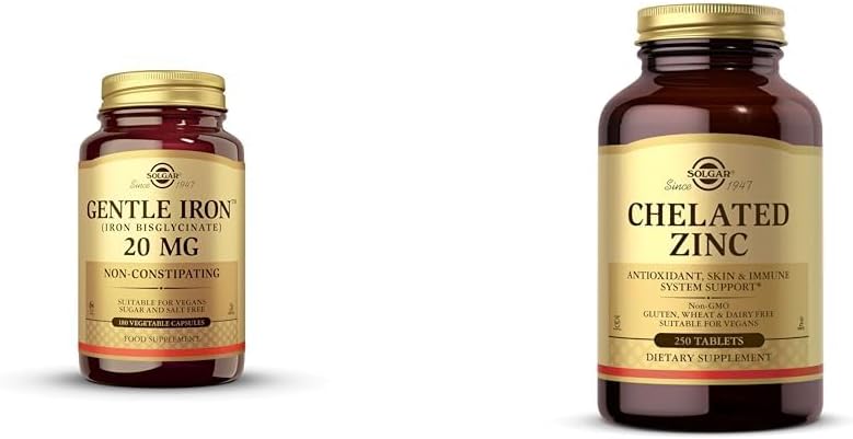 ソルガーの穏やかな鉄-敏感な胃赤血球の補足、非便秘及びGMO及びChelated亜鉛、250のタブレットのための理想-健康な皮のための亜鉛-サポート細胞の成長及びDNAの形成