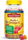 Nature Made Multivitamin + Omega-3, 女性と男性のためのマルチビタミンGmmies, 毎日の栄養サポート, 140大人のおいしいビタミン&ミネラル, 70 日の供給