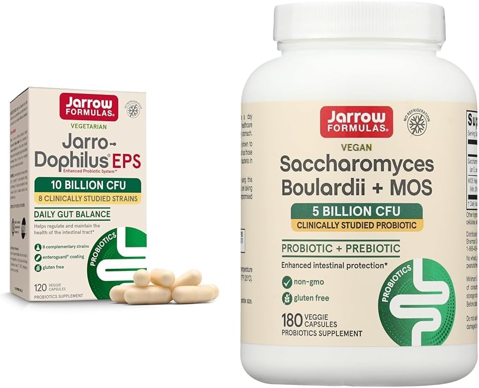 Jarrow Formulas Jarro-Dophilus EPS Probiotics 10 Billion CFU Saccharomyces Boulardii Probiotics + MOS 5 Billion CFU Probiotic Yeast