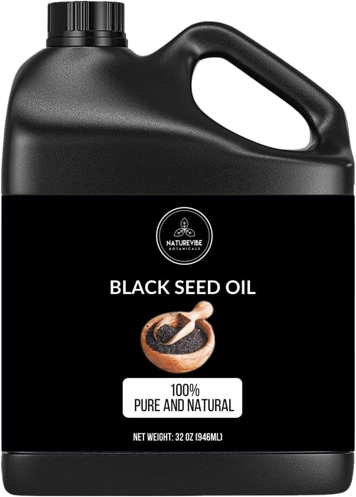 Naturevibe Botanicals Premium ブラックカミンシードオイル、32オンス|カロンジオイル | 100% バージンファーストプレス ニゲラ サティバ for 免疫サポート | オメガ3 6 9 | 未精製 | エイドダイジェスト | ハイモキノン