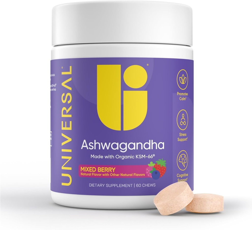 Ashwagandha KSM-66の咀嚼 - 毎日のストレス、認知機能および気分のサポートChewable補足、Bioavailable完全なスペクトルKSM66 Ashwagandhaの根のエキス、Calm及び弛緩-混合されたベリー、60の計算