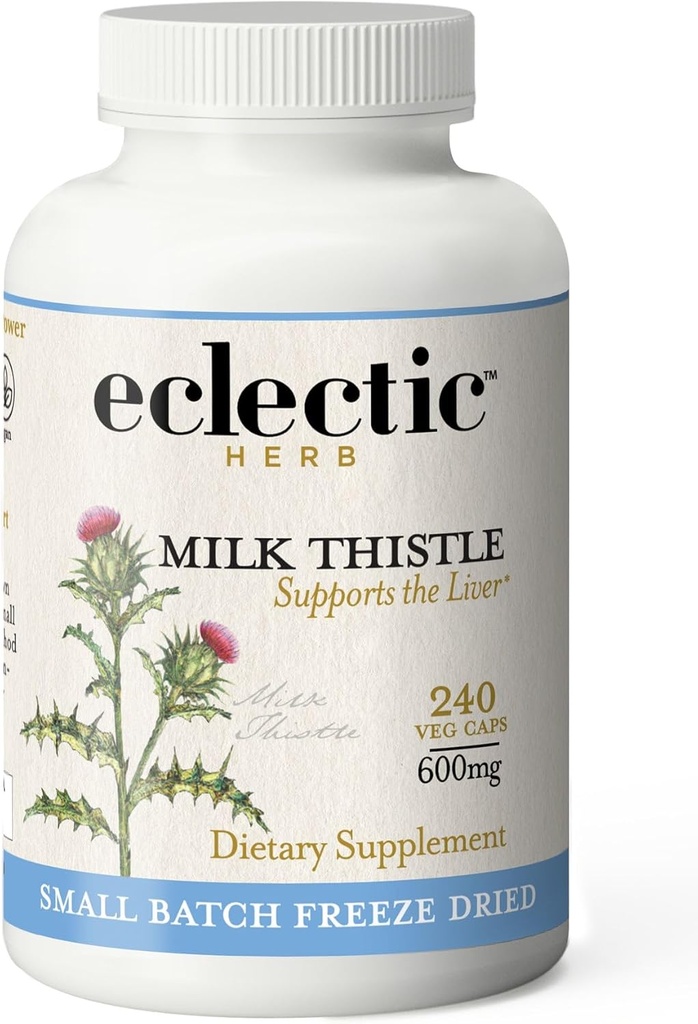Eclectic Institute Raw Freeze-Dried Non-GMO Milk Thistle|Silymarin for Liver Support|デトックス・クレンジング・メンテナンス | 240 CT