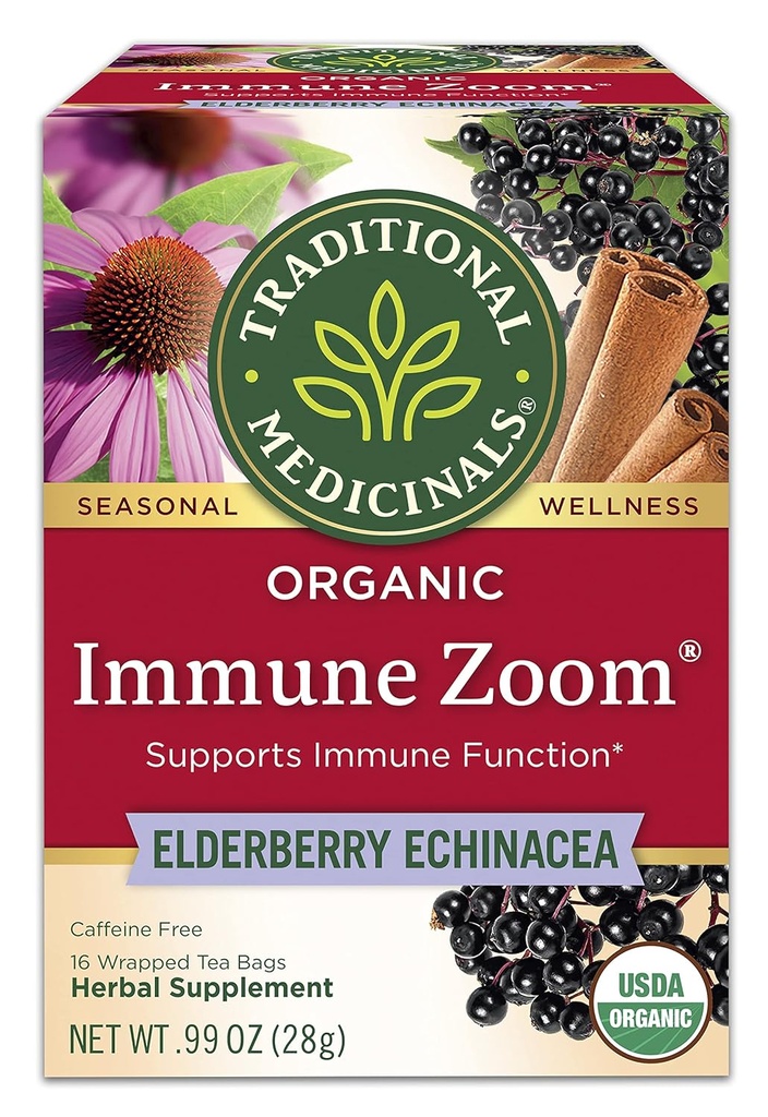 従来の薬用医薬品、有機免疫ズームEchinaceaのElderberryの茶免疫のElderberryの16の計算(2のパック)