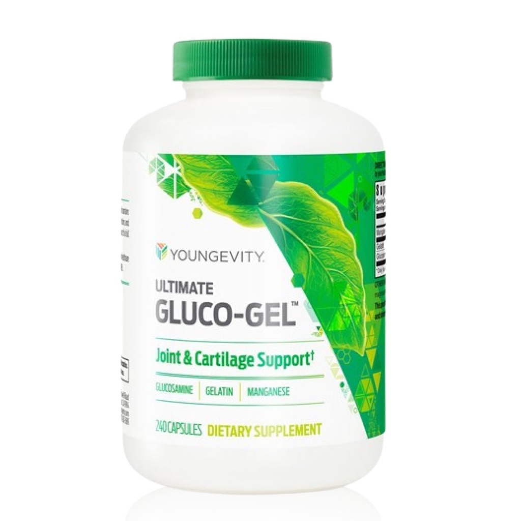 Youngevity Ultimate Gluco-Gel - ジョイント、テンドン、ボンズ、キャリッジ用 | グルコサミン、ゼラチン、マンガンが含まれています | 240 カプセル | 1 ボトル