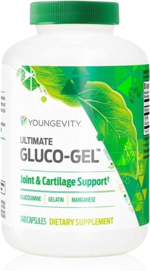 Youngevity Ultimate Gluco-Gel - ジョイント、テンドン、ボンズ、キャリッジ用 | グルコサミン、ゼラチン、マンガンが含まれています | 240 カプセル | 1 ボトル