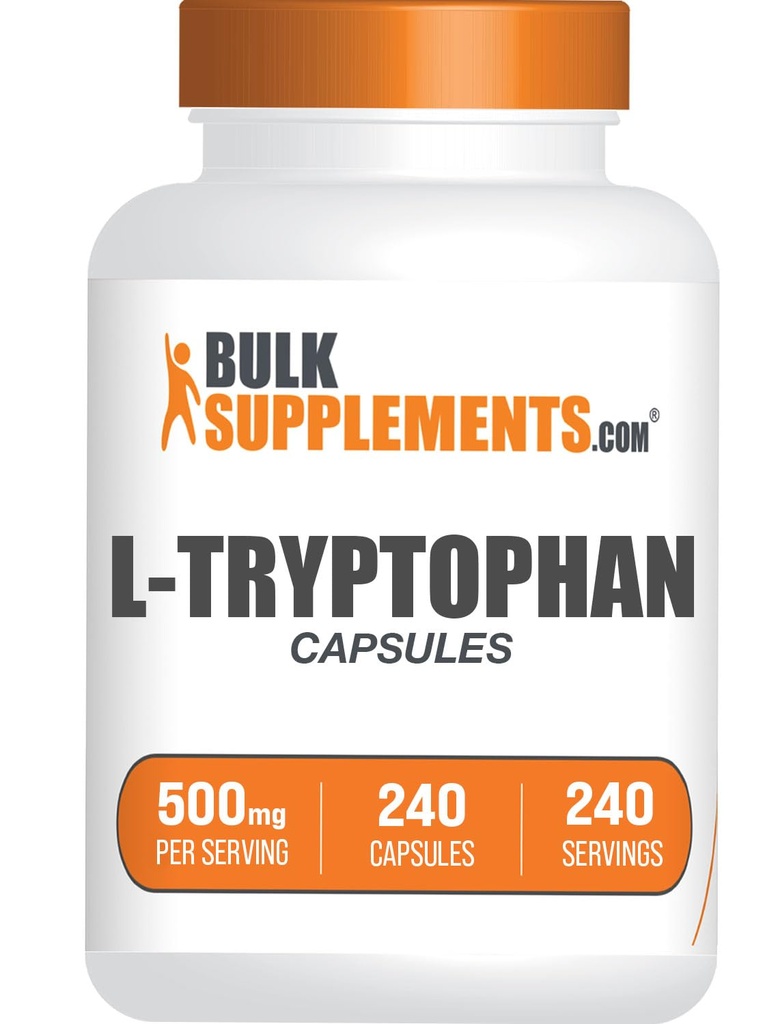 BulkSupplements.com L-Tryptophanカプセル - トリプトファンサプリメント、L-Trptophan 500mg - アミノ酸サプリメント、グルテンフリー - サービングあたり1カプセル、240カプセル(パッケージ1)