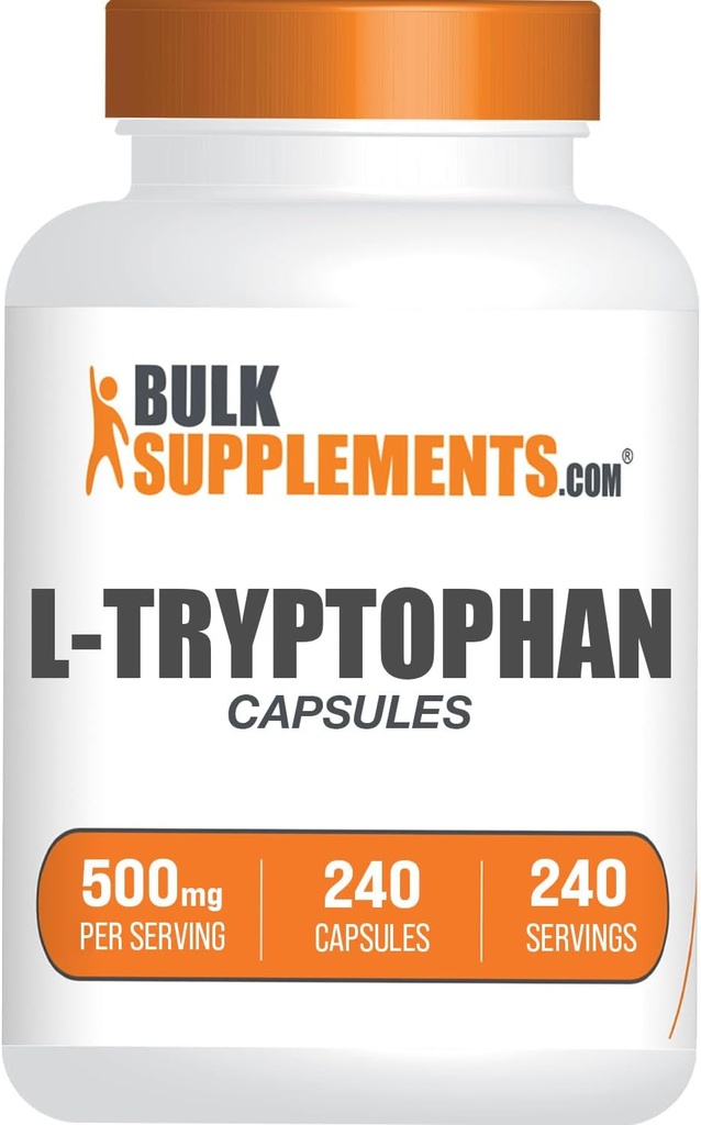 BulkSupplements.com L-Tryptophanカプセル - トリプトファンサプリメント、L-Trptophan 500mg - アミノ酸サプリメント、グルテンフリー - サービングあたり1カプセル、240カプセル(パッケージ1)