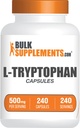 BulkSupplements.com L-Tryptophanカプセル - トリプトファンサプリメント、L-Trptophan 500mg - アミノ酸サプリメント、グルテンフリー - サービングあたり1カプセル、240カプセル(パッケージ1)
