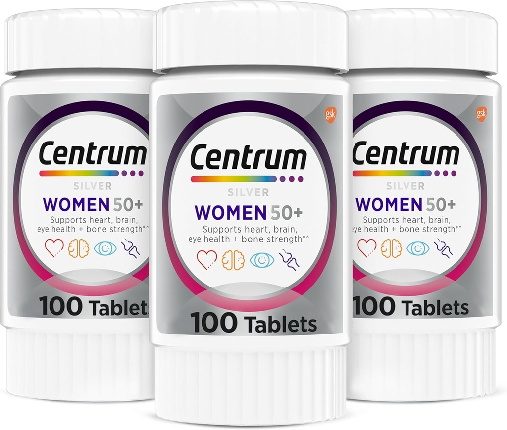 Centrum Silver Women 50 Plus、マルチビタミン/ビタミンD3、ビタミンB、カルシウムおよび抗酸化剤、グルテンフリー、非GMO成分 - 300カウント
