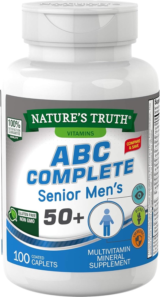 Nature's Truth Men's 50+ Multivitamin | ビタミンA・C・E・B6・B12 | 100 カウント | 非GMO・グルテンフリー